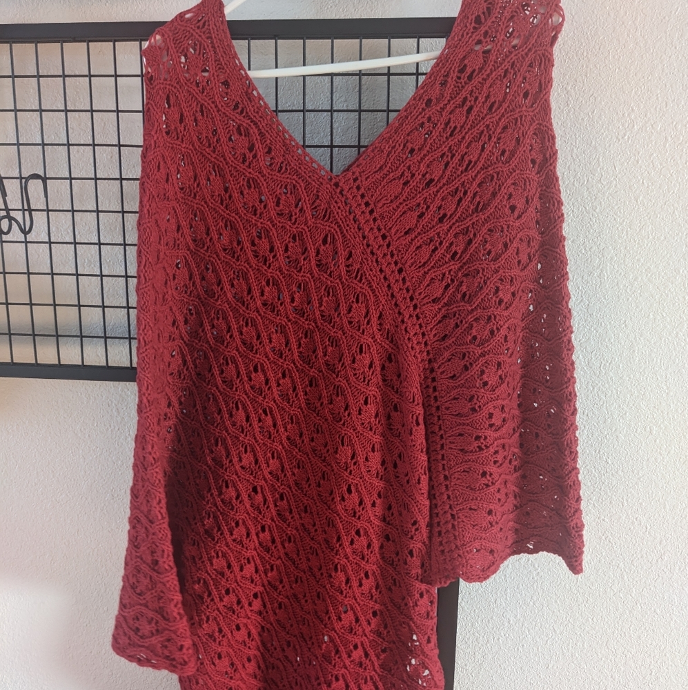 Red Lauren Poncho Evy Tree